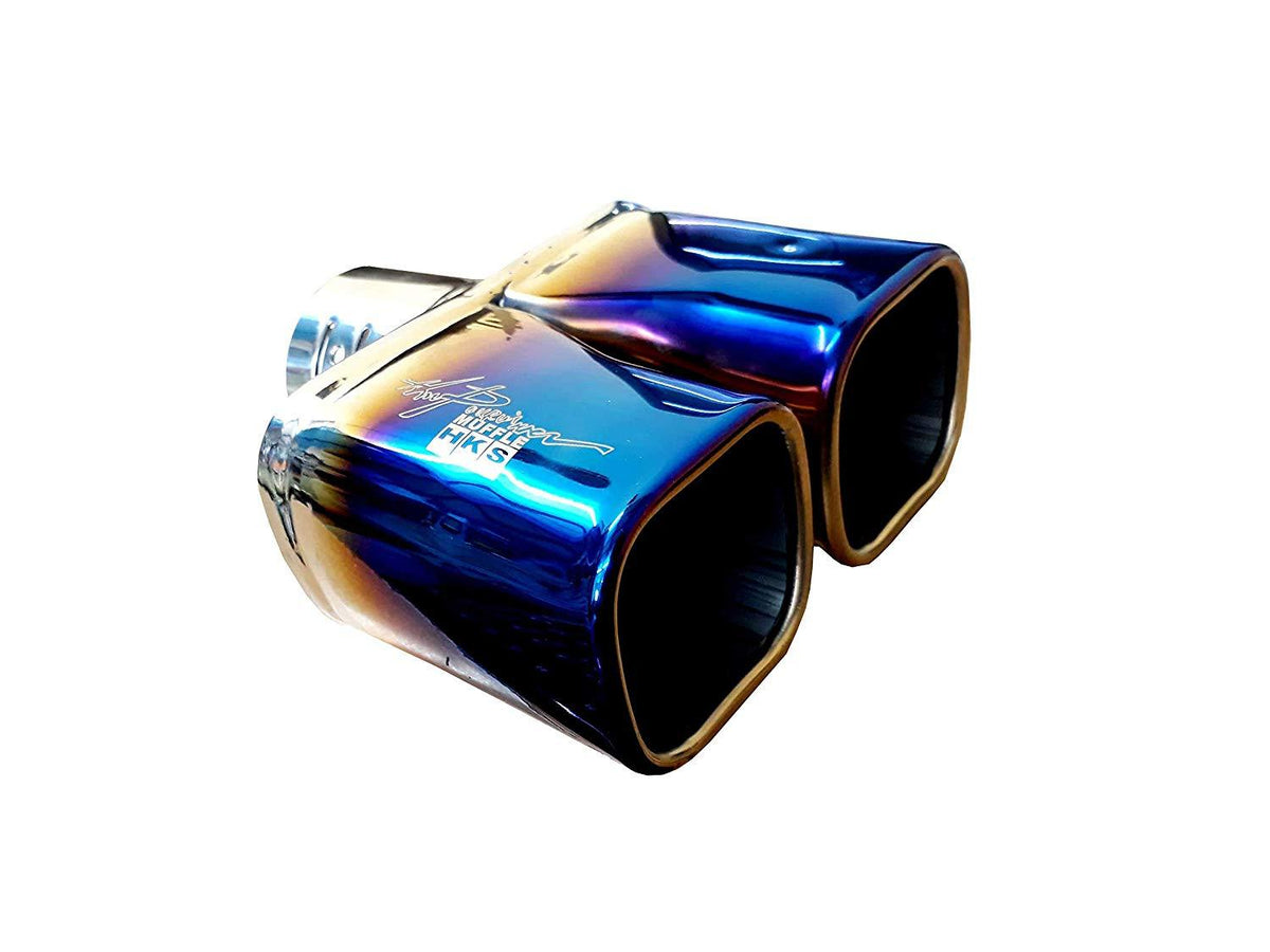 Car Straight Burnt Square Shaped Twin Exhaust Double Tail HKS 