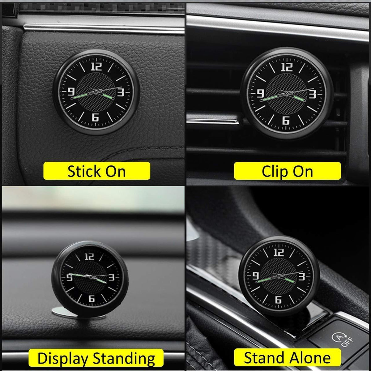 Car Dashboard Car Clock, Analog Quartz Clock with Vent Clip and Adhesi –  Automaze