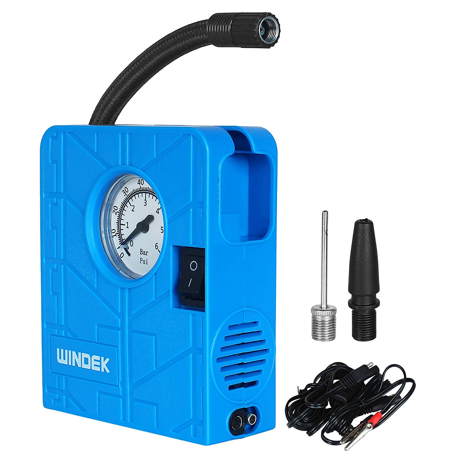Windek 12V Portable Mini Air Pump Compressor Tire Inflator For Car,  Motorcycle, With LED Light